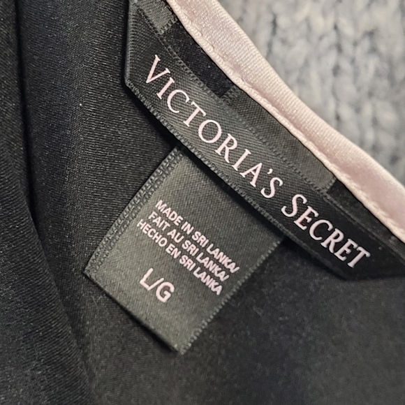 Victoria Secret Satin Camisole - Light Pink Trim on Black - Size Large - Picture 5 of 9